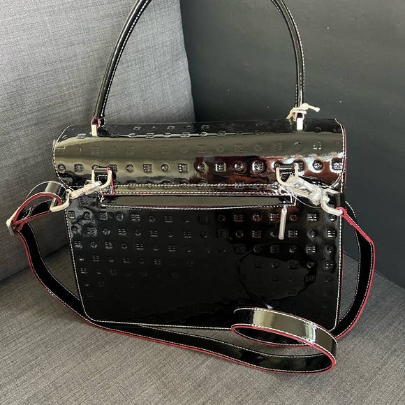 NWT ARCADIA 1473 PATENT LEATHER SATCHEL HANDBAG PURSE MADE IN ITALY - Picture 8 of 11